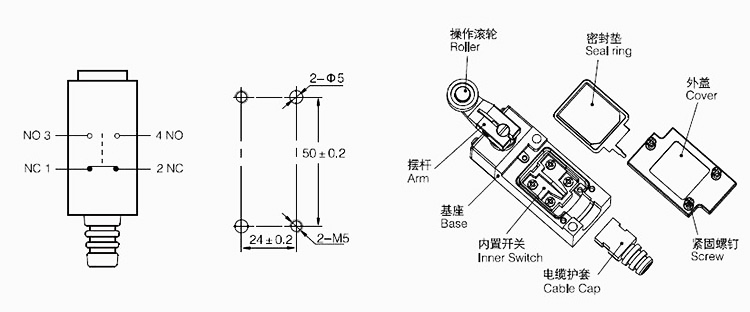 KA-3209雙回路立式行程開關|行程開關產品型號-參數(shù)-接線圖 KA-3209雙回路立式行程開關|行程開關產品型號-參數(shù)-接線圖