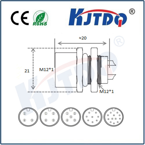 M12連接器 A型-法蘭插座系列 開孔M12*1mm